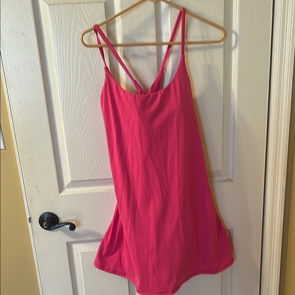 Vibrant Pink Halara dress with built in shorts and bra with removable pads new
